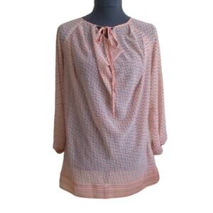 Max Studio Draped Neck Chevron Print Tunic Top